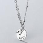 Disc Pendant Asymmetrical Sterling Silver Necklace 1pc - Silver - One Size