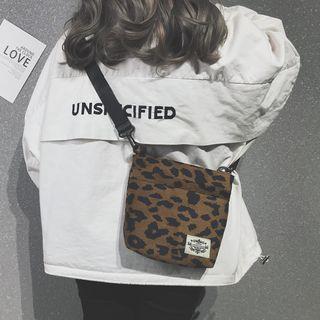 Animal Print Canvas Crossbody Bag Brown - One Size