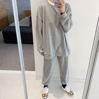 Set: Slit-side Boxy Pullover + Jogger Pants