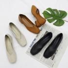 Chunky Heel Square-toe Plain Shoes