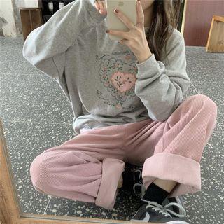 Set: Embroidered Top + Corduroy Pants