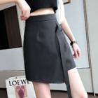 Asymmetrical Buckled Mini A-line Skirt