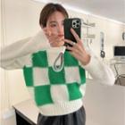 Check Slim-fit Cropped Sweater