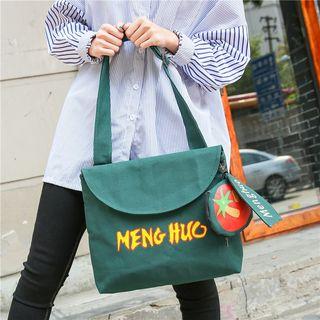 Print Canvas Messenger Bag With Coin Purse