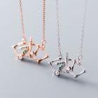 925 Sterling Silver Rhinestone Bamboo Pendant Necklace