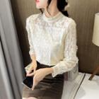 Long-sleeve Stand-collar Lace Top