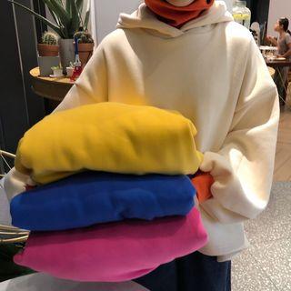 Hooded Mock Two-piece Plain Fleece-line Sweatshirt