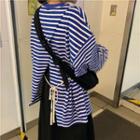 Slit-back Striped Oversized Sweatshirt Stripes - Blue - One Size