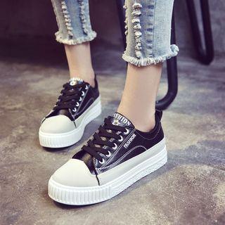 Two-tone Faux Leather Sneakers