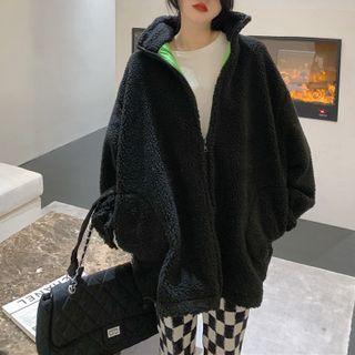 Turtleneck Fleece Oversize Zip-up Jacket