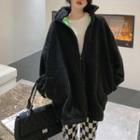 Turtleneck Fleece Oversize Zip-up Jacket