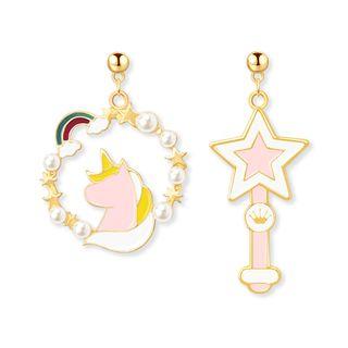 Asymmetrical Unicorn Star Drop Earring