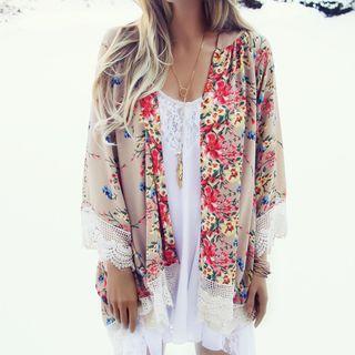 Floral Lace Trim Jacket