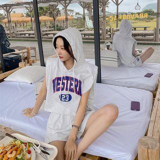 Letter Hoodie & Shorts Sweatsuit Set
