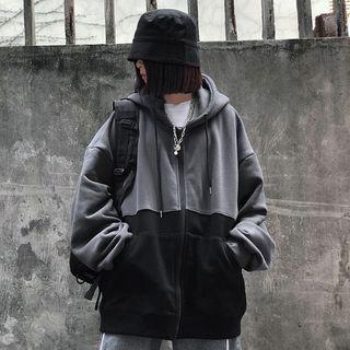 Contrast-color Zip Hoodie
