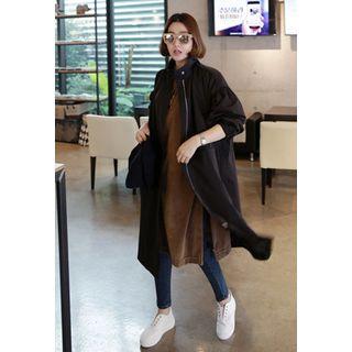 Funnel-neck Pocket-side Long Parka