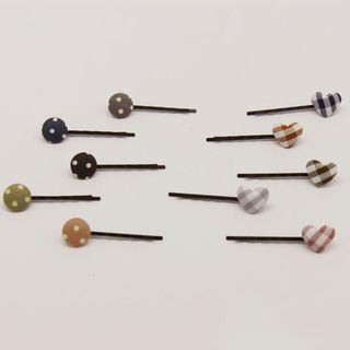 Dotted / Plaid Fabric Hair Pin (various Designs)