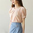Puff-shoulder Pintuck-detail Blouse