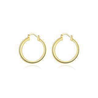 Simple Plated Gold Round Earrings Golden - One Size