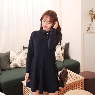 Laced-neck A-line Minidress