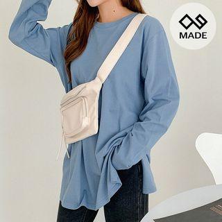 Plus Size Slit-side Plain T-shirt