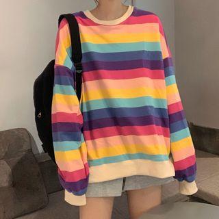 Striped Oversize Pullover As Shown In Figure - One Size