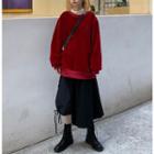 Embroidered Pullover / Asymmetric Midi Skirt