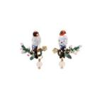 Fashion And Elegant Plated Gold Enamel Bird Stud Earrings With Cubic Zirconia Golden - One Size