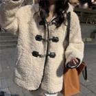 Hooded Toggle-button Chenille Coat White - One Size