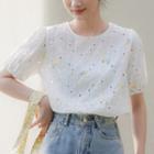 Short-sleeve Floral Eyelet Lace Top