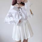 Lace Up Long-sleeve Shirtdress