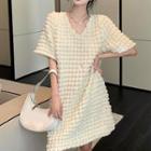 Puff-sleeve Loose-fit Midi Dress Off-white - One Size