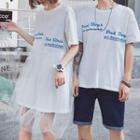 Short-sleeve Print Couple Matching T-shirt / T-shirt Dress
