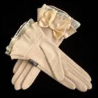 Bow Detail Lace Trim Gloves