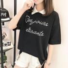 Peter Pan Collar Lettering Short-sleeve T-shirt