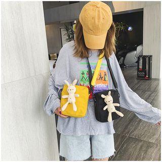 Cartoon Rabbit Accent Canvas Crossbody Bag