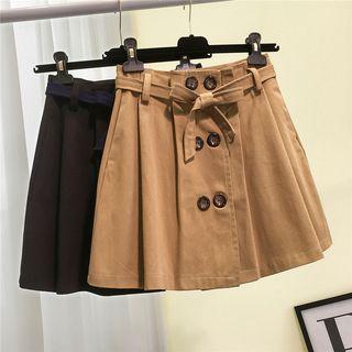 Double Breasted A-line Mini Skirt