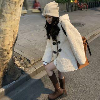 Hooded Fleece Toggle Jacket White - One Size