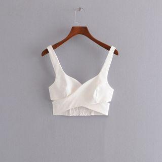 Sleeveless Shirred Cutout Crop Top