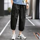 Drawstring-cuff Cropped Straight Leg Cargo Pants