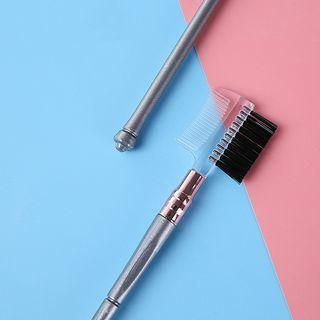 2 In 1 Eyebrow Makeup Brush Comb Silver - One Size