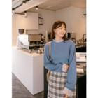 Lace-edge Bishop-sleeve Napped Top