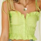 Ruffle Trim Button-up Cropped Camisole Top