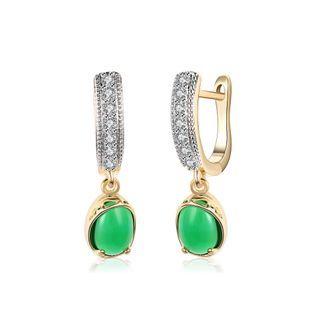 Elegant Romantic Geometric Round Green Cubic Zircon Earrings Champagne - One Size