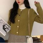 Plain Cardigan Sweater - Green - One Size