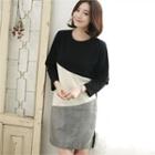 Crew-neck Color-block Knit Dress