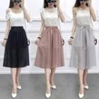 Chiffon Overlay Wide-leg Cropped Pants