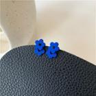Floral Stud Earring 1 Pair - Stund Earring - Silver Pin - Blue - One Size