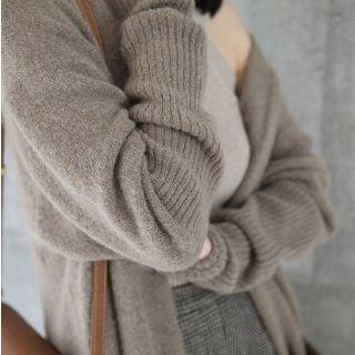 Long-sleeve Plain Knit Long Cardigan