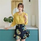 Frill-trim Tie-front Top